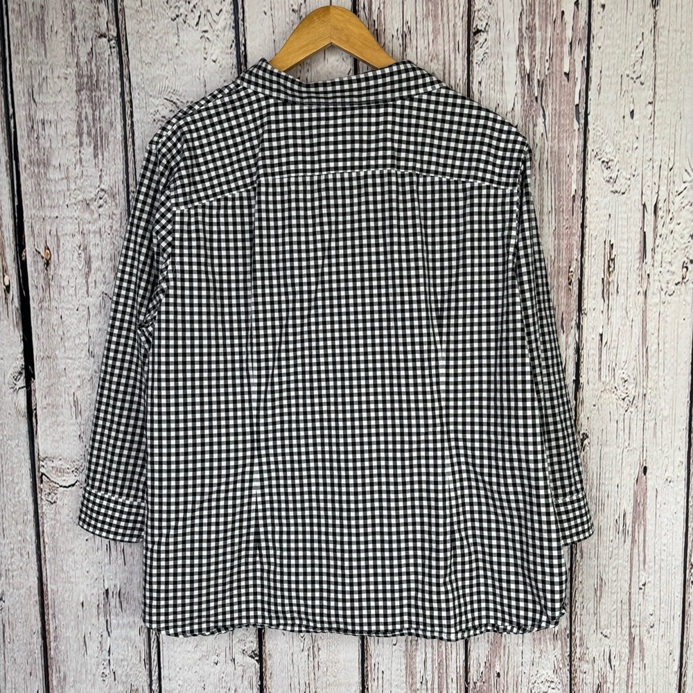 Lauren Ralph Lauren Plus Size 2X Black White Gingham Check Button Down Shirt Top - Picture 5 of 13